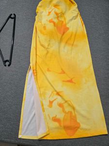 Yellow Tie-Dye Halter Dress