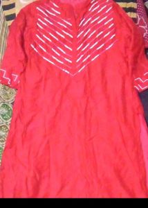 Beautiful Red kurta with White Beads