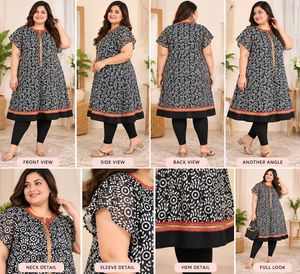 Stylish Black &amp; White Printed Kurta 38"-40"