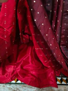 Elegant Maroon Polka Dot Gown