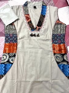 Patchwork Sleeveless Kurta Pant Set
