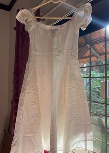 White Off-Shoulder Dress Linen