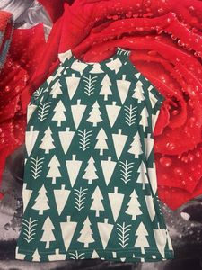 Green Christmas Tree Print Sleeveless Top