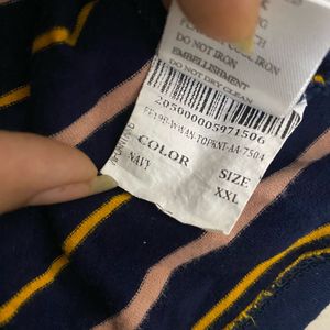 Annabelle Navy Textured Round Neck regular fit