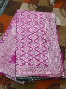 Elegant Pink Banarasi Silk Saree
