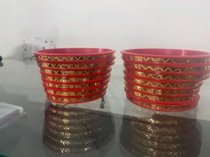 Red & Gold Bangle Set rajputi dhalu se