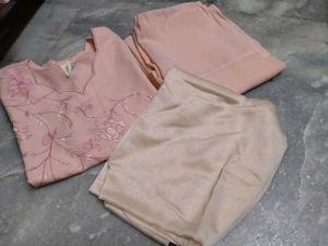 Elegant Pink Embroidered Kurti Set