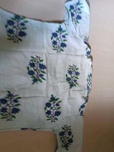 Blue Floral Print Cotton Kurta