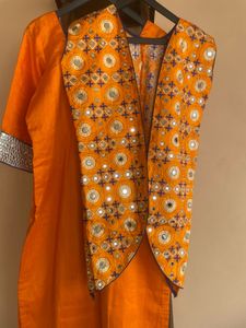 Orange Embroidered Kurta Set