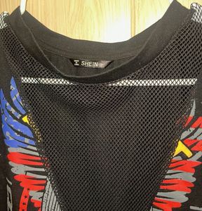 Black Graphic Print Cropped T-Shirt
