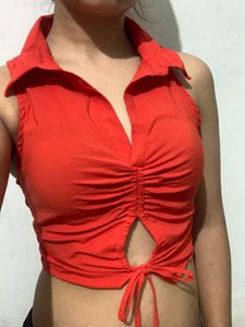 Chic Ruched Front Sleeveless Top