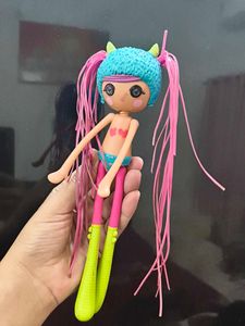 Cute Doll with Pink Hair and Blue Outfit