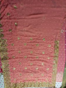 Peach Embroidered Saree used