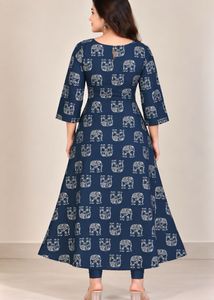 Blue Elephant Print Kurta