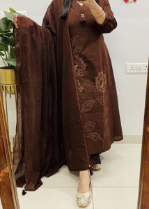 Elegant Brown Kurta Set with Dupatta