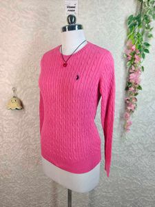 U.S. Polo Assn. Pink Cable Knit Sweater