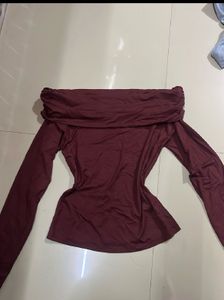 Maroon Off-Shoulder Top