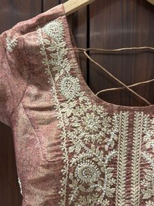 Embroidered Silk suit with plazzo and dupatta