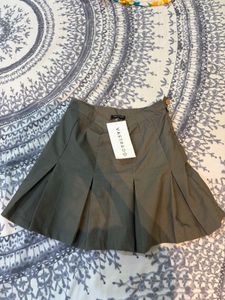 Brand new Grey- Brown Checkered Pleated Mini Skirt