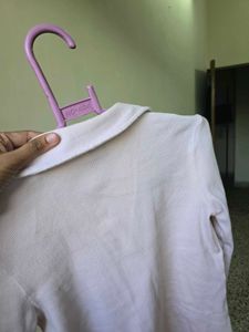 Soft Pink Collared Long Sleeve Top