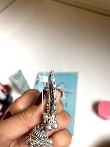 Oxidized Silver Jhumka Earrings