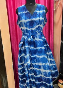 Blue Tie-Dye Maxi Dress
