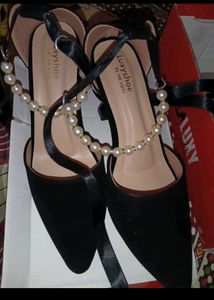 Elegant Black Pearl Heels