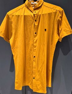 Stylish Men's Mustard Short Sleeve Shirt