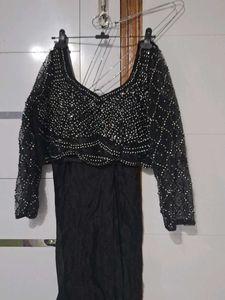 Black ready to wear saree blouse Set