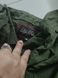 Olive Green Button-Up Shirt