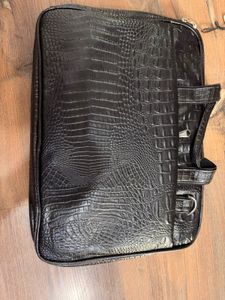 Premium Black Croc-Embossed Laptop Bag