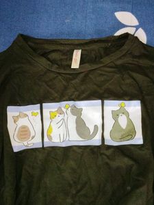 crop Cute Cat Graphic T-Shirt