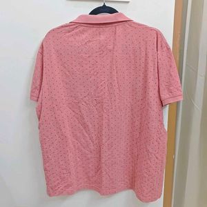 Peach Pink Printed Polo Tee | XL