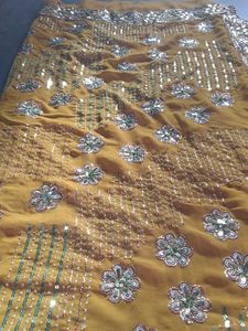 Gold Floral Embroidered Fabric
