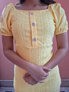 Lemon Yellow Eyelet Dress
