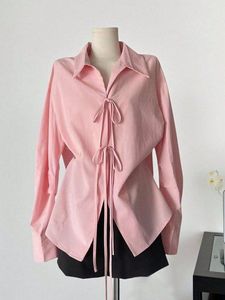 Pink Tie-Up Collared Shirt