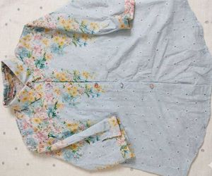 Light Blue Floral Print Button-Up Shirt