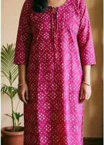 Vibrant Pink Bandhani Print Kurta