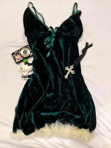 Velvet babydoll top y2k
