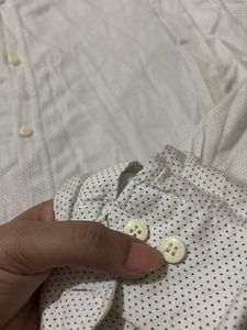 Men's White Dotted Casual Shirt