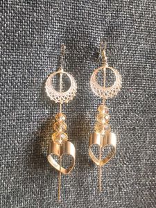 Elegant Gold Heart Dangle Earrings