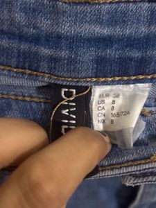 Blue Skinny Fit Jeans with Zipper Detail