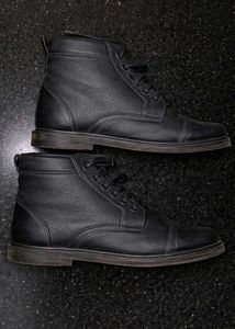 Stylish Black Leather Ankle Boots + free polish
