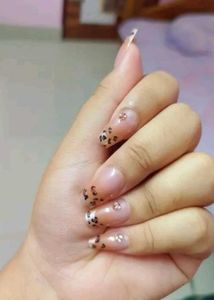Leopard print diamond nails