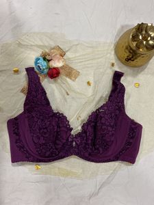 Elegant Purple Lace Bra