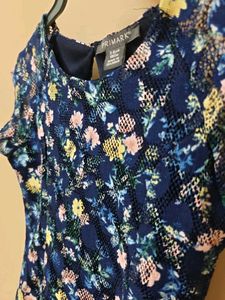 🇬🇧Navy Floral Print Fit &amp; Flare Dress