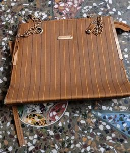 Stylish Brown Striped Shoulder Bag