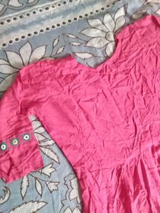 Pink Mirror Work Kurta