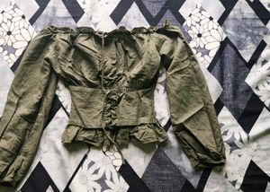 Olive Green Off-Shoulder Corset Top