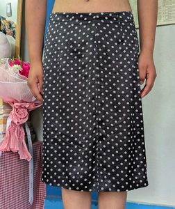 Black Polka Dot Midi Skirt